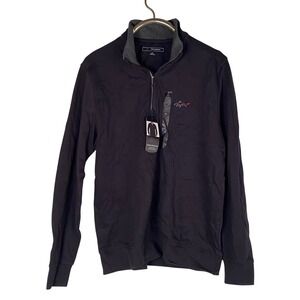 Greg Norman Mens Lux Cotton 1/4 Zip Pullover Black Size M Golf Performance
